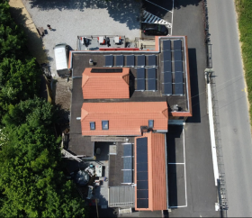 Fully fenced and secure building with pond